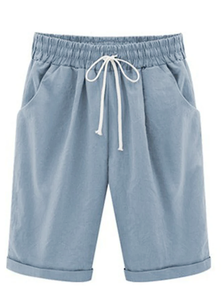 

Women' Casual Cotton & Linen Bermuda Short, Blue, Shorts