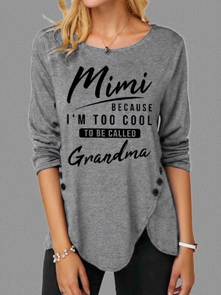 

Mimi Women's Long Sleeve T-Shirt, Gray, Long sleeves