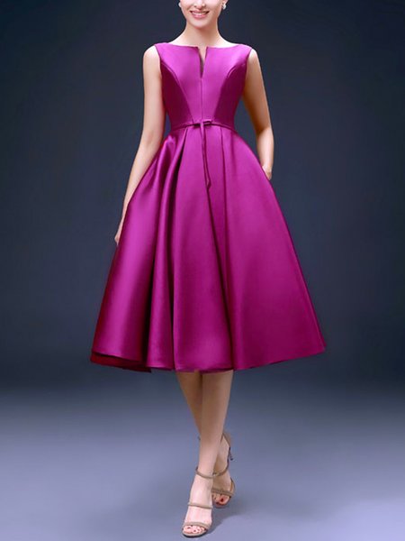 

Elegant Regular Fit Sleeveless Midi Dress, Rose red, Midi Dresses