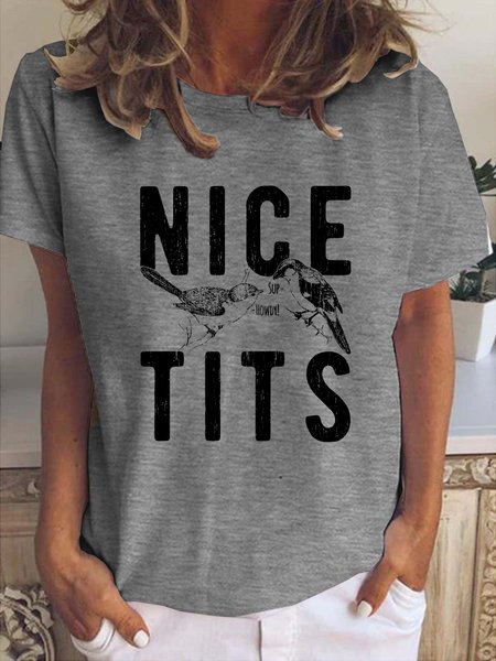 

Nice Tits Cute Bird Farm Owners Gift Funny T-Shirt, Gray, T-shirts