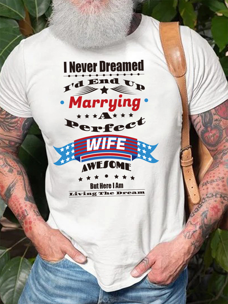 

Wife Perfect and Awesome Funny Short Sleeve Casual Short Sleeve T-Shirt, White, T-shirts