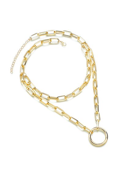 Fashionable Commuter Chain Multi-layered Necklace, Golden, Necklaces