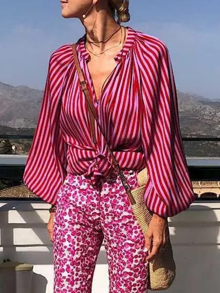 

Vacation Regular fit Long Sleeve Blouse, Deep pink, Blouses and Shirts
