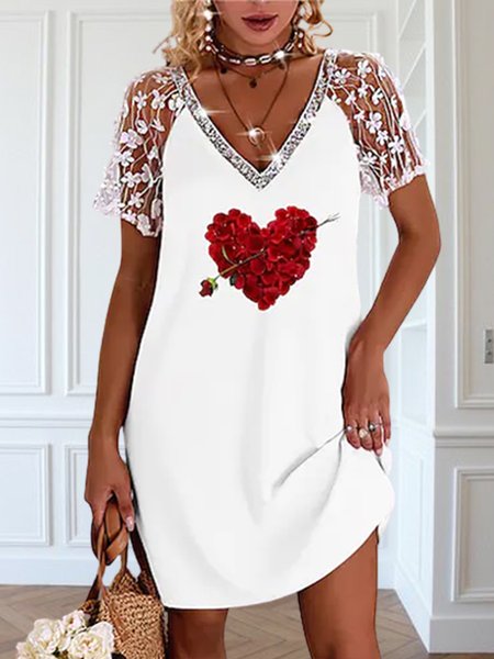 

Loosen Vacation Short Sleeve Woven Dress, White, Dresses