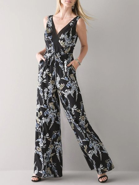 

Floral Vacation Jumpsuit & Romper, Black, Jumpsuits