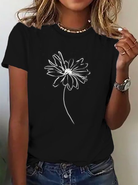 

Casual Short Sleeve T-Shirt, Black, T-Shirts