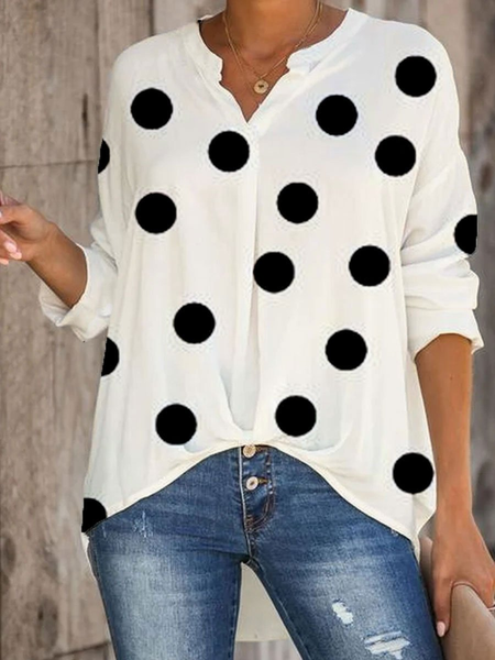 

Regular Fit Sexy Long Sleeve Tops, White, Blouses & Shirts