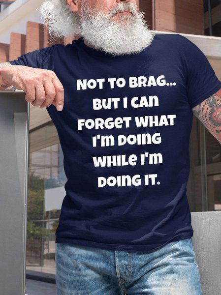 

Old Geezer Funny Sayings Print Crew Neck T-shirt, Purplish blue, T-shirts