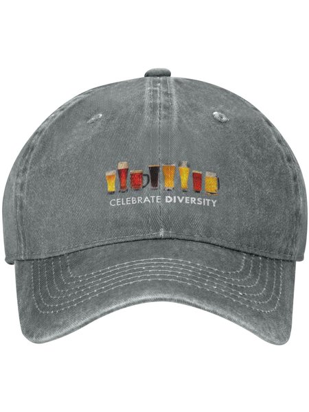 

Celebrate Diversity Beer Funny Print Adjustable Hat, Gray, Men's Accessories