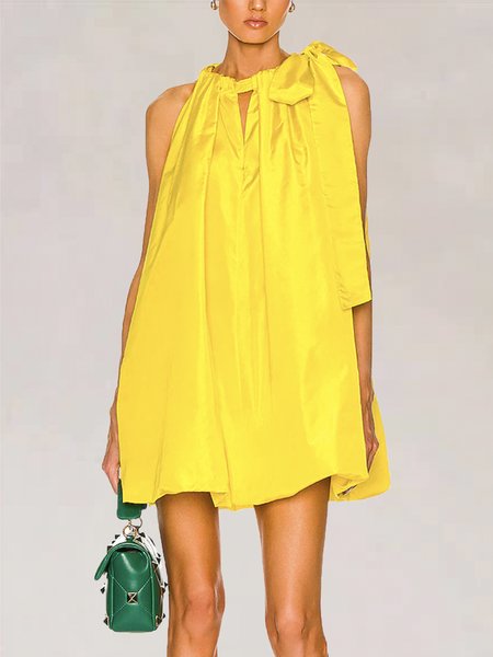 

Casual Sleeveless Loosen Mini Dress, Yellow, Mini Dresses