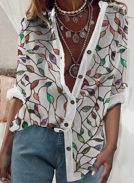 

Loosen Casual Long Sleeve Blouse, White, Blouses & Shirts