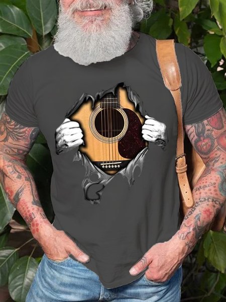 

Women's Funny Guitar Lover Short Sleeve Round Neck T-Shirt, Deep gray, T-shirts