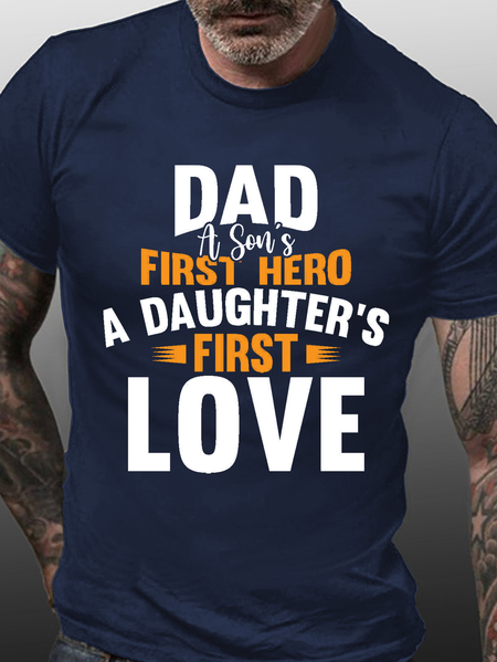 

Dad A Son's First Hero A Daughter's First Love Gift Shirts&Tops, Purplish blue, T-shirts