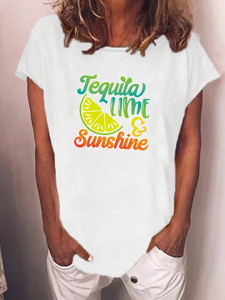 

Tequila Lime & Sunshine Vacation Short Sleeve T-Shirt, White, T-shirts