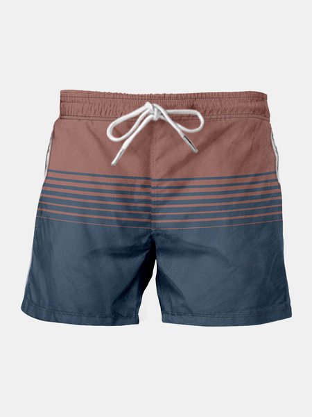 

Men's Striped Graphic Casual Beach Shorts, Blue, Men's shorts