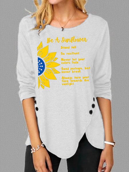

Be Sunflower Women's Long Sleeve T-Shirt, White, Long sleeves