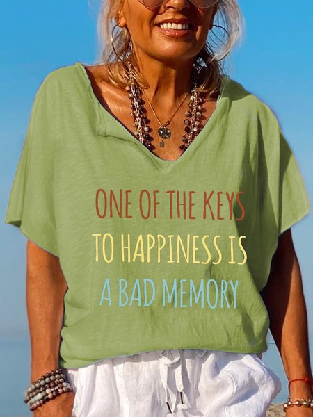 

One Of The Keys To Happiness Is A Bad Memory Funny T-shirt, Green, T-shirts