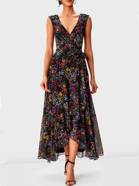 

Floral Vacation Regular Fit Sleeveless Midi Dress, Multicolor, Maxi Dresses