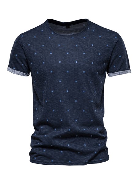 

Men's Leaf Graphic Print Short Sleeve Tee, Dark_blue, T-Shirts