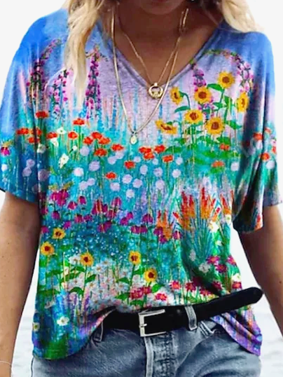 

Loosen Casual Short Sleeve T-Shirt, Multicolor, T-Shirts