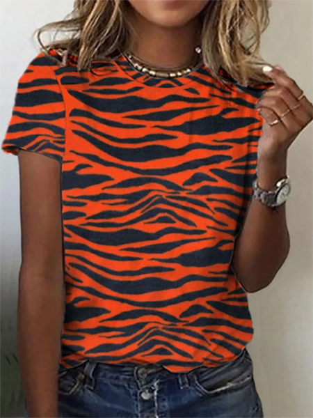 

Printed Crew Neck Casual Short sleeve Tops, As picture, T-Shirts