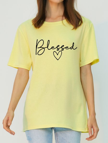 

Blessed Women's Eco-friendly Fabric Tencel Fiber Loosen Short Sleeve T-Shirt, Yellow, T-shirts
