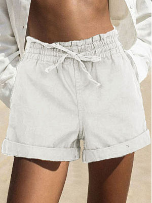 

Summer Vacation Plain Linen Shorts, White, Shorts