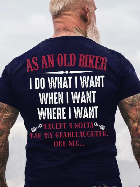 

Men's FunnyAS AN OLD BIKER Casual Short Sleeve T-Shirt, Blue, T-shirts