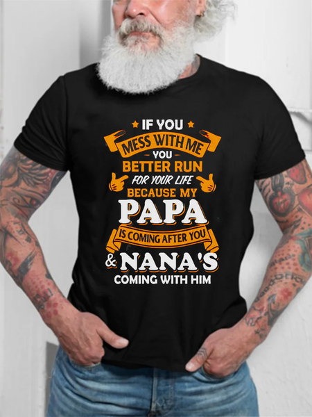 

Father's Day "PAPA" Letter Print Men's Casual Short Sleeve Family Macthing Outfit T-Shirt, Black, T-Shirts