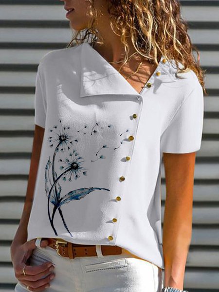 

Buttoned Plants Casual Short Sleeve Tops, White, Blouses & Shirts