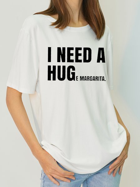 

Women's Antimicrobial Bamboo Fabric I Need A Hug Loosen T-Shirt, White, T-shirts