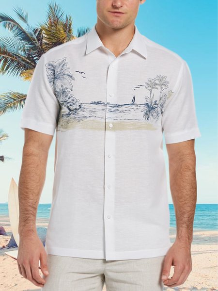 

Cotton Blends Short Sleeve Short Sleeve Shirt, White, Shirts ＆ Blouse