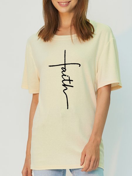 

Faith Women's Eco-friendly Fabric Tencel Fiber Loosen Short Sleeve T-Shirt, Off white, T-shirts