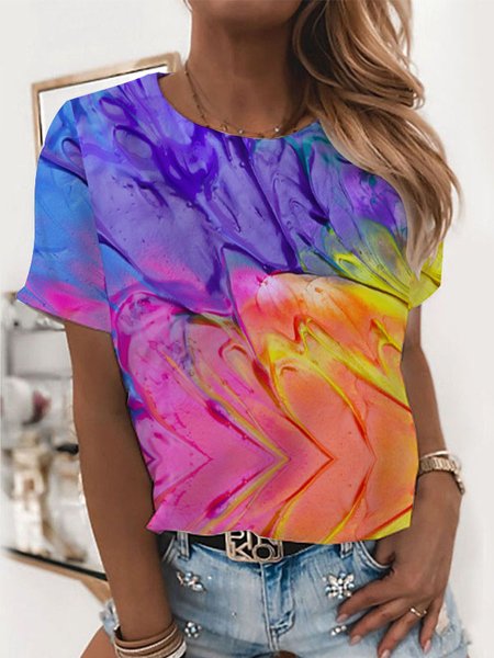 

JFN Crew Neck Abstract Casual T-Shirt/Tee, Multicolor, T-Shirts