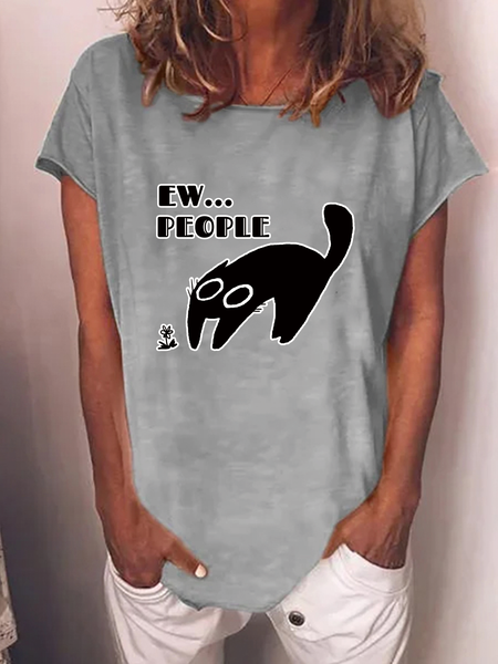 

Ew People Loosen Basics Crew Neck Short Sleeve T-Shirt, Gray, T-shirts