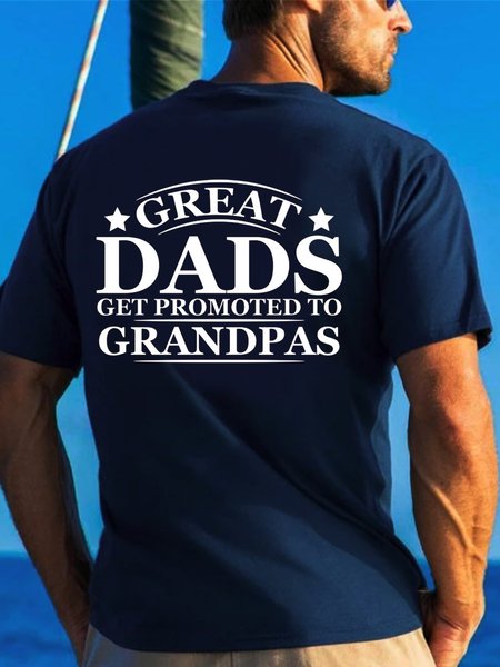 

Great Dads Get Promoted To Grandpas Casual Short Sleeve T-Shirt, Purplish blue, T-shirts