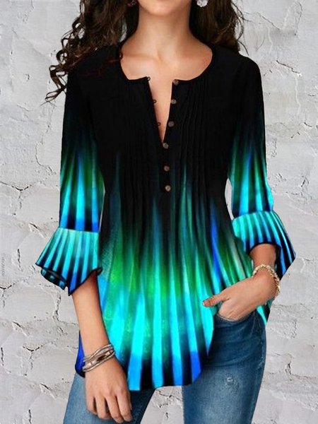 

Casual Crew Neck Short Sleeve Tops, Green, Tops