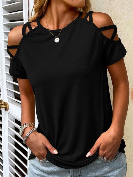 

Boho Regular Fit Short Sleeve Tops, Black, Shirts & Blouses