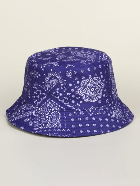 

JFN Resort Ethnic Print Bucket Hat Outdoor UV Protection, Navyblue, Women Hats