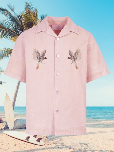 

Cotton Casual Short Sleeve Short Sleeve Shirt, Pink, Blouses&Shirts