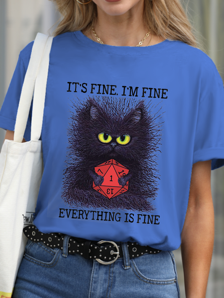 

I Am Fine Everything Is Fine Funny Shirts&Tops, Blue, T-shirts