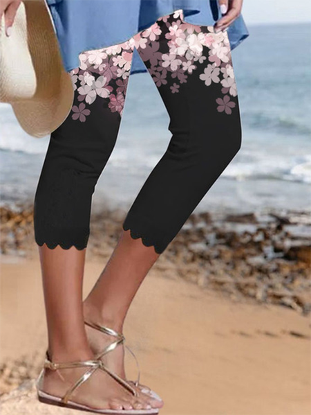 

Floral Casual Leggings, As picture, Leggings