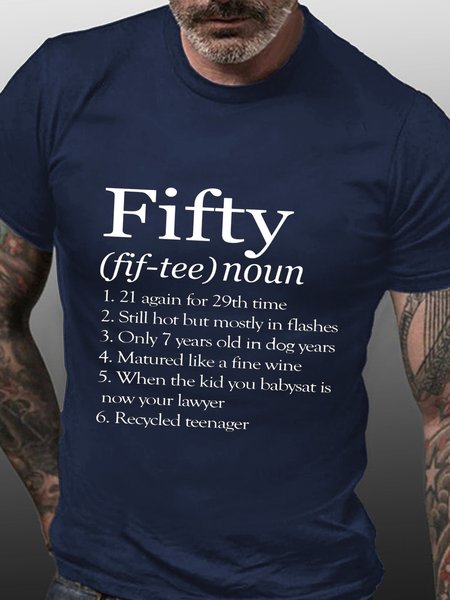 

Men's Casual 50th Birthday Gift Funny T-Shirt, Purplish blue, T-shirts