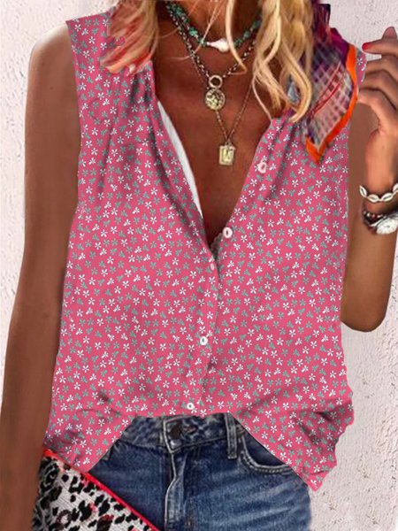 

Polka Dots Stand Collar Short Sleeve Blouse, Flower, Blouses & Shirts