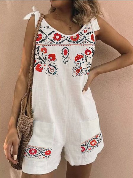 

Vacation Tribal Jumpsuit & Romper, White, Jumpsuits＆Rompers