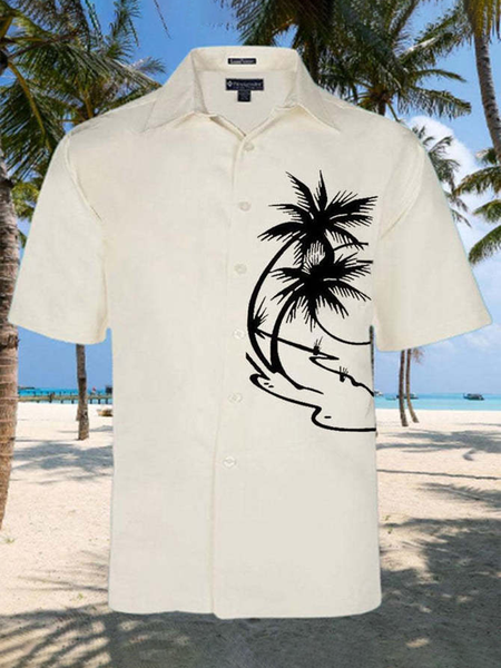 

Cotton and Linen Style Coconut Embroidered Versatile Linen Shirt, White, Blouses&Shirts