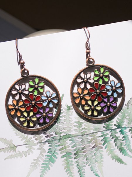 

JFN Recreational Geometric Colorful Cutout Earrings, As picture, Earrings