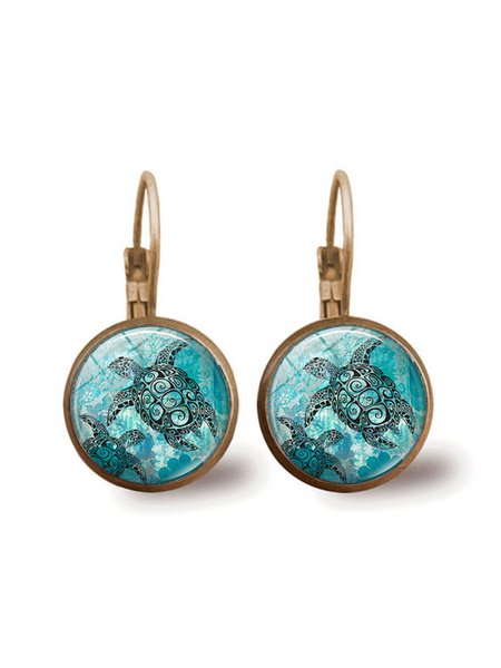 

Ethnic Vintage Turtle Transparent Gemstone Earrings, Gunmetal, Earrings