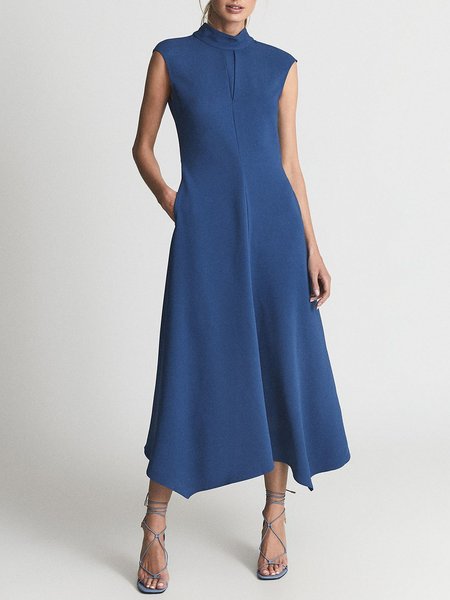 

Elegant Regular Fit Sleeveless Woven Dress, Blue, Maxi Dresses