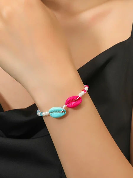 

JFN Beach Casual Vacation Style Colorful Shell Braided Bracelet Dresses Jewelry, As picture, Bracelets
